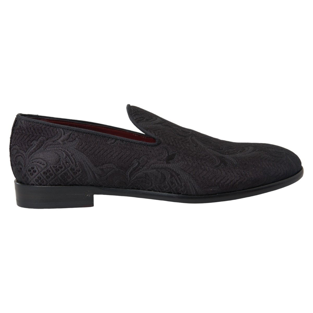 DOLCE & GABBANA Shoes Dress Black Brocade Men Slip On Loafer  display picture 3