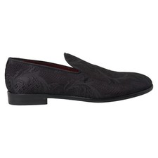 DOLCE & GABBANA Shoes Dress Black Brocade Men Slip On Loafer EU40.5/US7.5 900usd