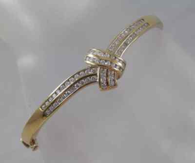 2 Ct Lab Created Diamond Women's Wedding Bangle Bracelet 14K Yellow Gold Finish