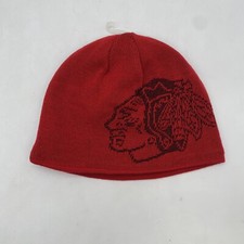 Chicago Blackhawks Beanie Reversible Jacquard Knit Hat OSFA One Size Red