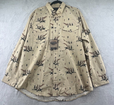 VTG Roper Shirt Mens XL Beige Brown Star Cowboy Gaucho Western Horse Riders