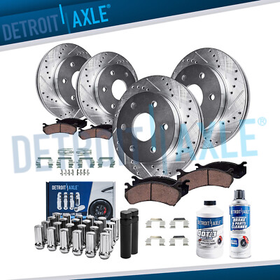 Front Rear Drilled Rotors Brake Pads 24pc Lugnuts w/keys for Envoy Trailblazer
