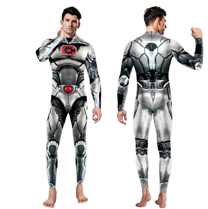 Cyborg Victor Stone Jumpsuit Men Women Cosplay Superhero Halloween