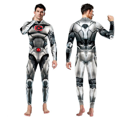 Cyborg Victor Stone Jumpsuit Men Women Cosplay Superhero Halloween