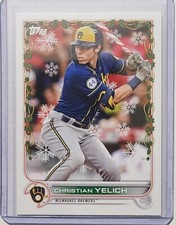Christian Yelich 2022 Topps Holiday Edition Candy Cane Bat SP Brewers HW185 *819
