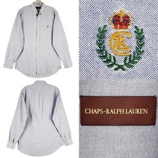 Vintage Chaps Ralph Lauren Denim Shirt Mens Large Blue Crest 90s Button Up