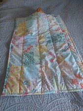 NEW unisex cot Quilt patchwork squares orange/green front printed patchwork rear