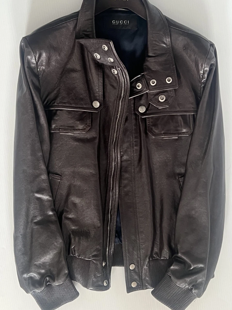 GUCCI Leather Single Jacket black サイズ48 GUCCI Leather Single