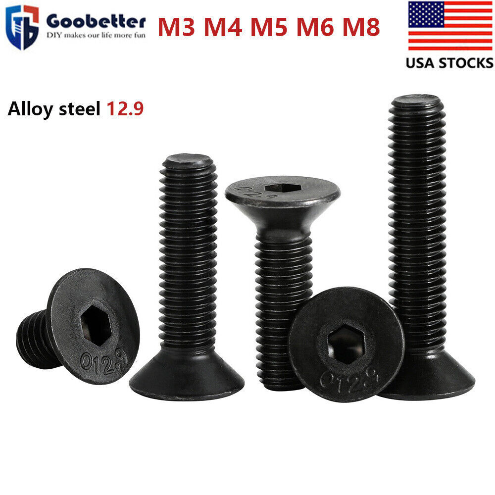 M6 304 Stainless Steel Flat Head Countersunk Hex Socket Cap Screws Bolts DIN7991