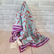 Diane von Furstenberg Silk Scarf Shelton Square Marine NEW Hand Rolled Stitched