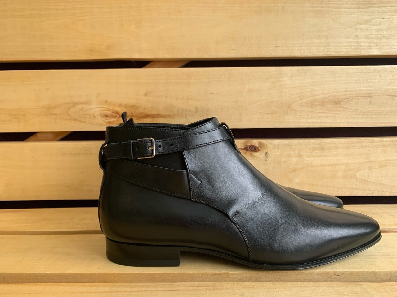 Stivali Saint Laurent in pelle nera taglia EU 42 US 9 Made in Italy