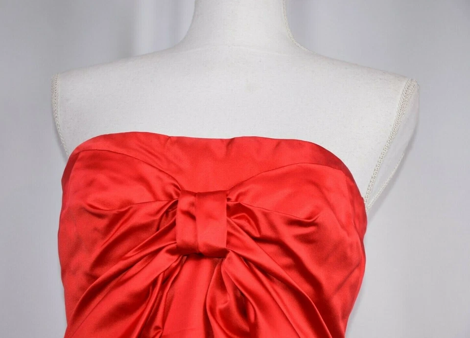 Vestido de cóctel para mujer Prada talla 44 Italia seda rojo sin tirantes fluido formal 8 EE. UU. Foto 3 de 4