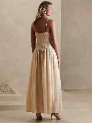 cream long maxi dress Cream And Gold Chiffon Maxi Dress – self-portrait-US