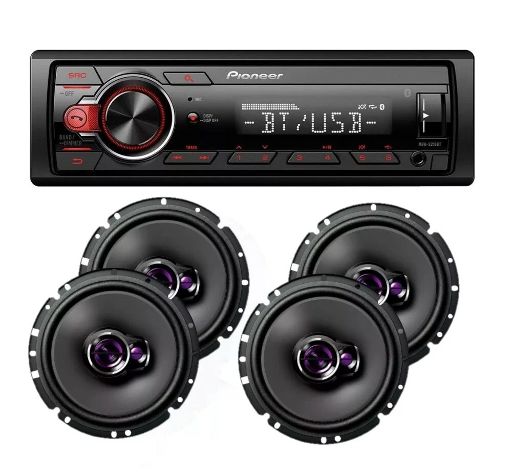 Pioneer Car Stereo Radio Bluetooth Mp3 + 2 Pair Pioneer 6 3/4 Car 3way  Speakers