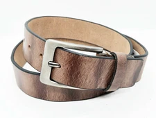 BROWN FULL GRAIN Buffalo Leather Mens 1.5" Belt Strap Buckle Casual Jeans