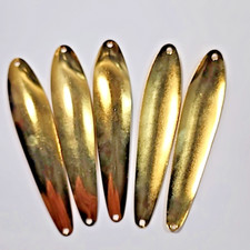 Bulk Lot of 5  4" x 3/4"  GOLD SMOOTH   Flutter Spoons  Salmon Walleye