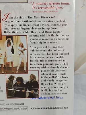 The First Wives Club - 1996 DVD Sealed New Bette Midler Goldie
