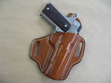 Kimber 1911 5" OWB Leather 2 Slot Molded Pancake Belt Holster CCW TAN RH