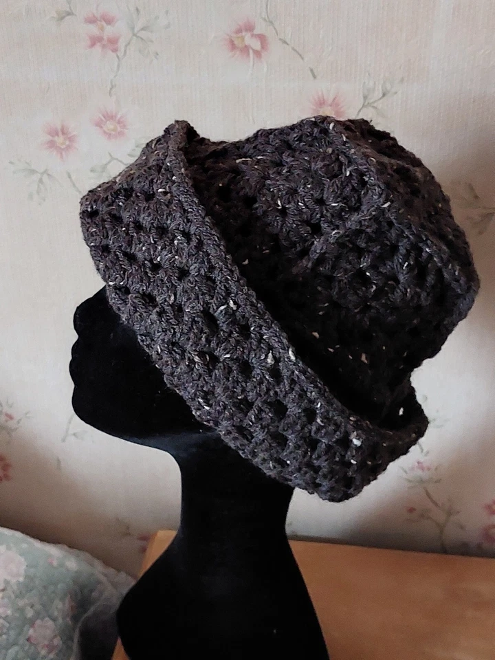 Bonnet En Laine Mélangée Crocheté Main - Photo 4/4