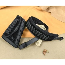 Black Set Leather Cartridge Sling & Rifle Buttstock Holder for .30/30 .38. 357
