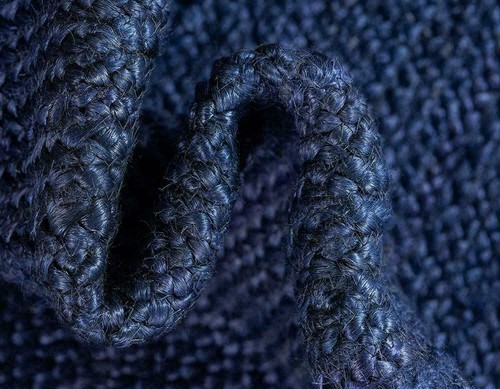 Blue Jute Rug in Square Hand Braided Area Carpet for Living Room Rustic Look - Picture 8 of 8
