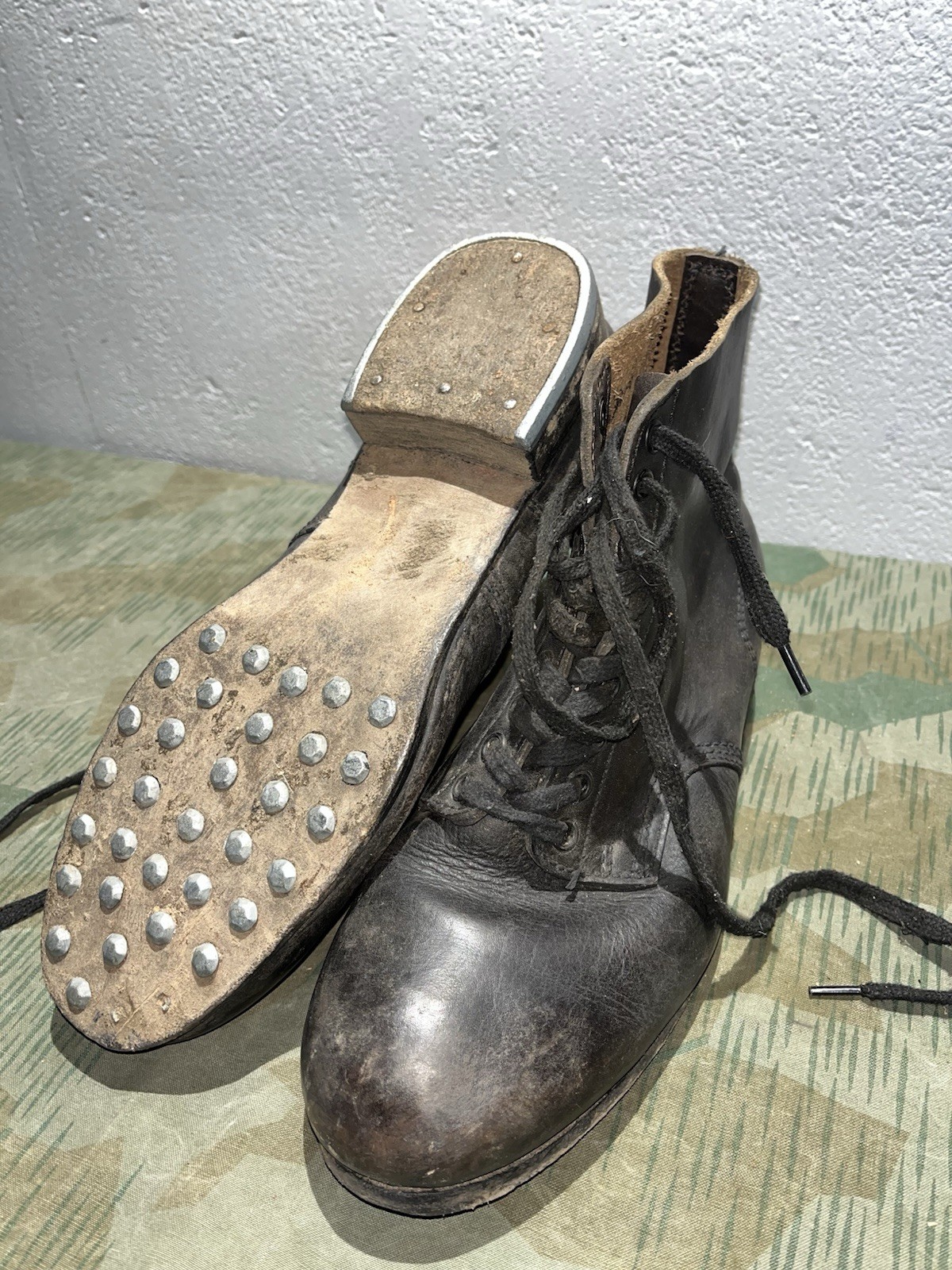 Original WW2 German Enlisted Combat Boots Size 10 with Hobnails