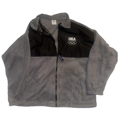 USA Olympic Jacket Committee Fleece Men s Medium Black And Gray USA