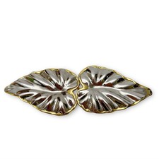 Vintage Doreen Ryan Tropical Leaf Leaves Mixed Metal 2 Piece Belt Buckle