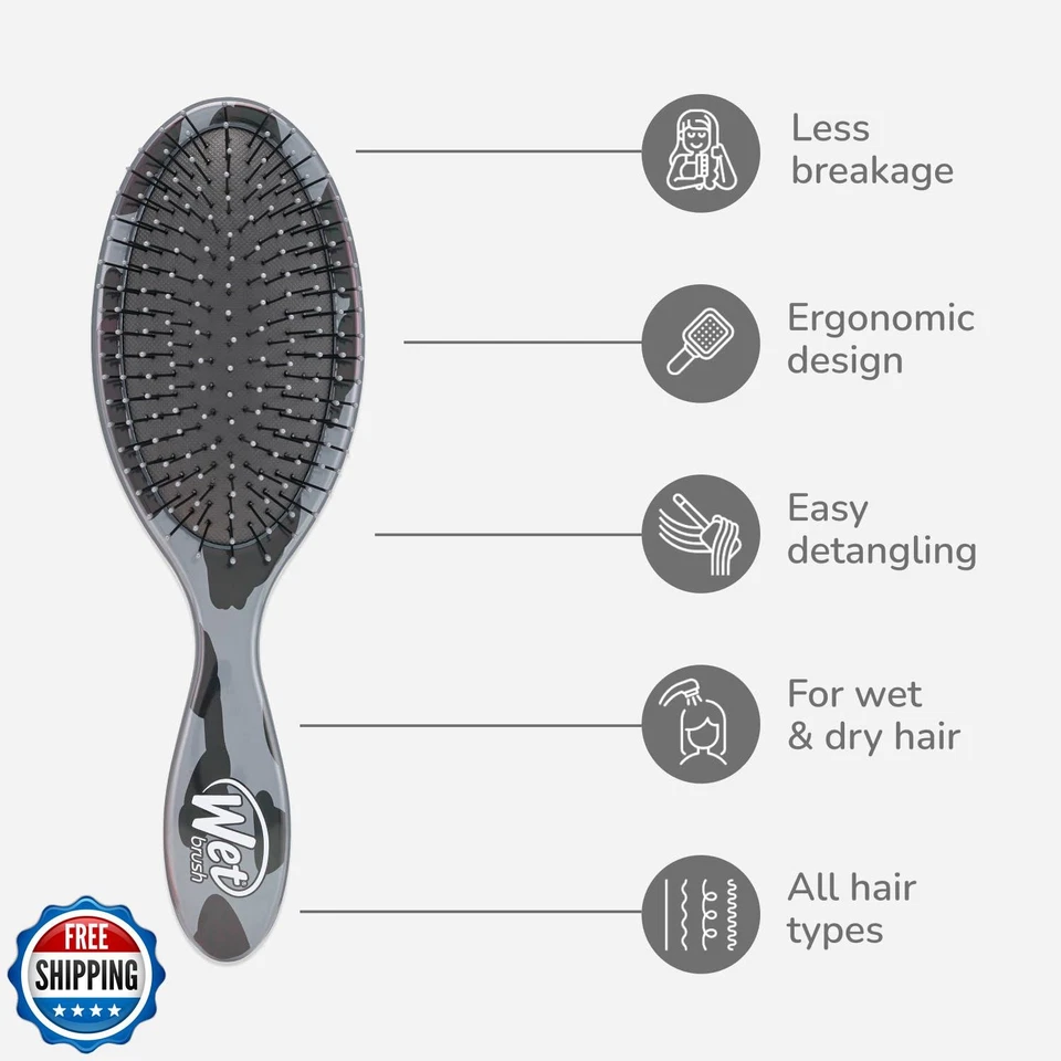 Wet Brush Original Detangler Hair Brush, Dark Gray Leopard (Safar - Image 4 of 4