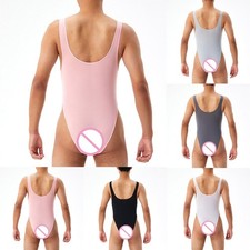 Spring Bodysuit Jumpsuits Thong Glossy Men Romper Singlet Sport Leotard Tank Top