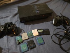 Sony PlayStation 2 Fat PS2 Black SCPH-30001 Console w/ Memory Cards Controllers