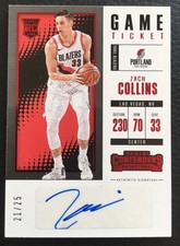 #/25 Zach Collins 2017-18 Panini Contenders Red Game Ticket Auto RC #ST-ZCL