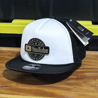 Certified YouTube Guitar Player Foam Trucker Hat Black And White SnapBack