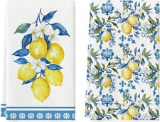 Lemon Flowers Floral Summer Kitchen Towels Dish Towels, 18x26 Inch Seasonal