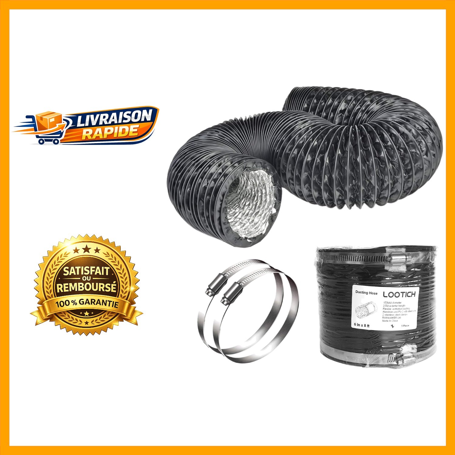 Tuyau d'evacuation d'aeration flexible pour stopper l'humidite et les odeurs de cuisine