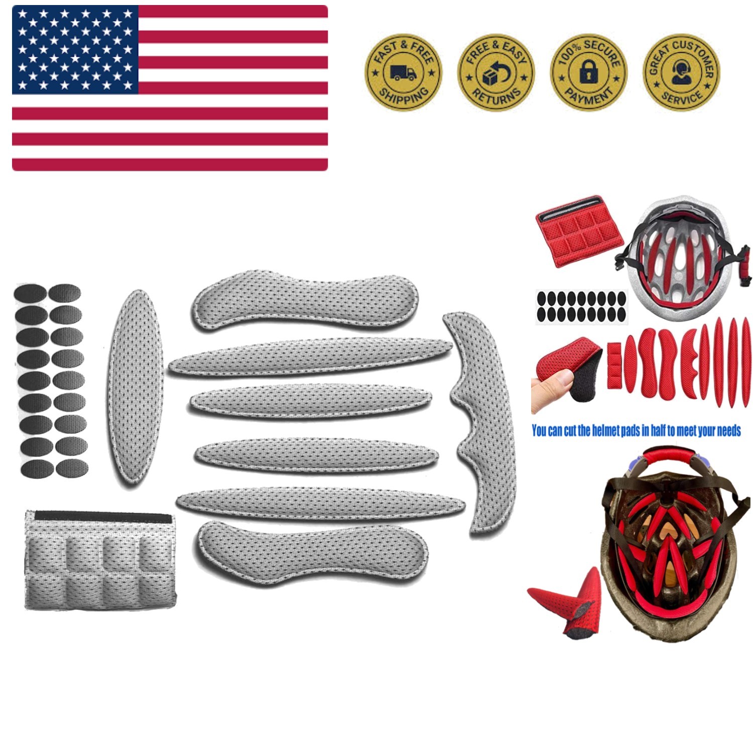 Bike Helmet Pads Padding Kit Universal Bicycle Replacement F