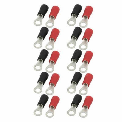 20pcs RV2-4S Pre Insulated Ring Crimp Terminal Red Black for AWG 16-14 Wire  KD 
