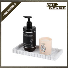 Silicone Bathroom Tray Small Vanity Organizer Marble Finish 9.3x4.1 Inches