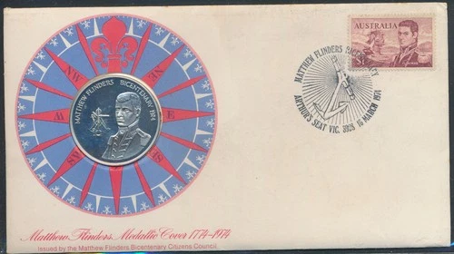 LS81266 Australia 1974 Matthew Flinders FDC numis letter used