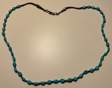 Native American Sterling Silver Turquoise Nugget & Heishi Shell Necklace - 19.5