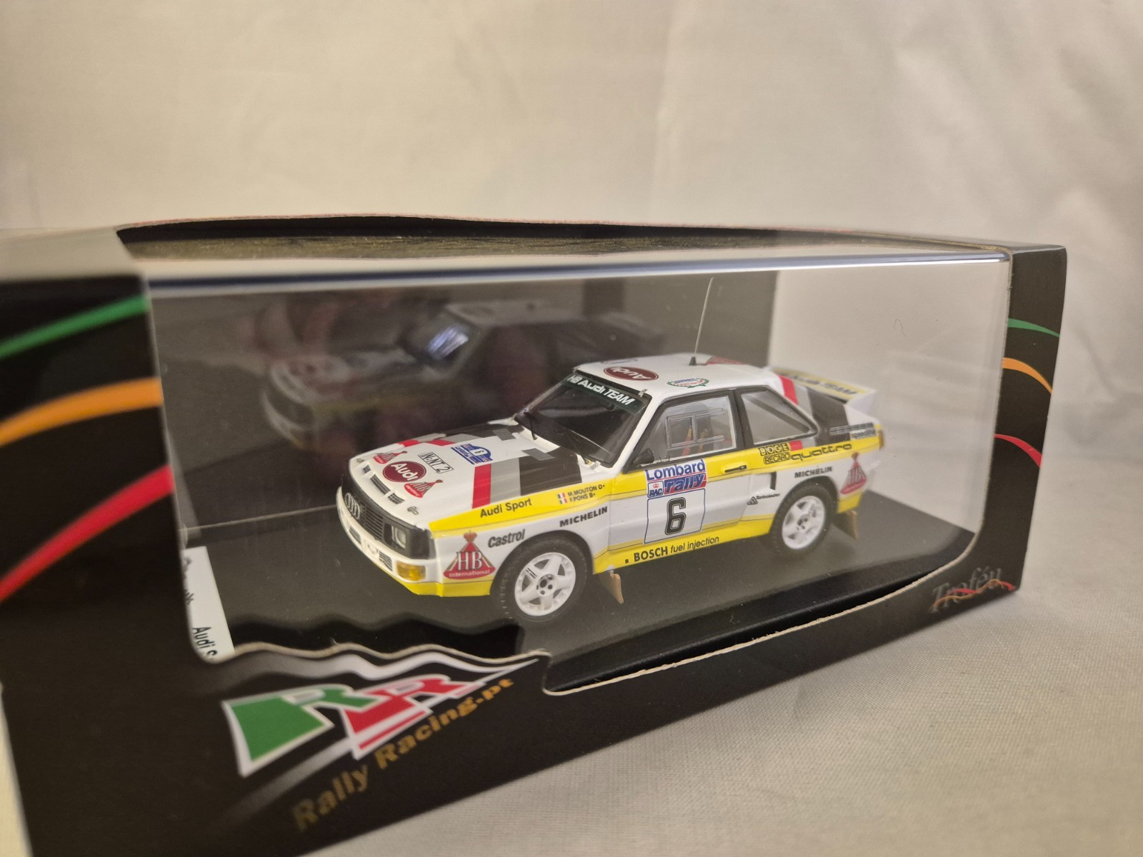 Audi Sport Quattro Trofeu RRuk93 voiture miniature 1/43 rallye RAC 1984 Mouton Pons