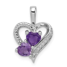 Sterling Silver Rhodium-plated Amethyst and Diamond Pendant Perfect Gift for Her