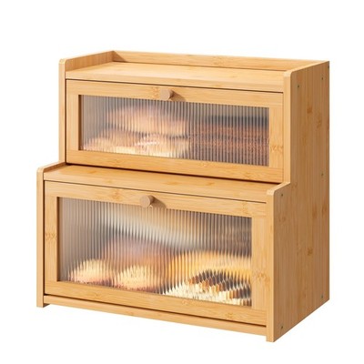 FILWH Double Layer Large Corner Bread Box for Kitchen Countertop Storage
