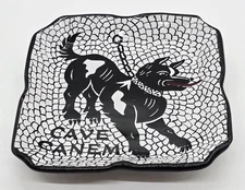 Vintage CAVE CANEM Beware of the Dog Ceramic Trinket Dish Ashtray ITALY AMALFI 