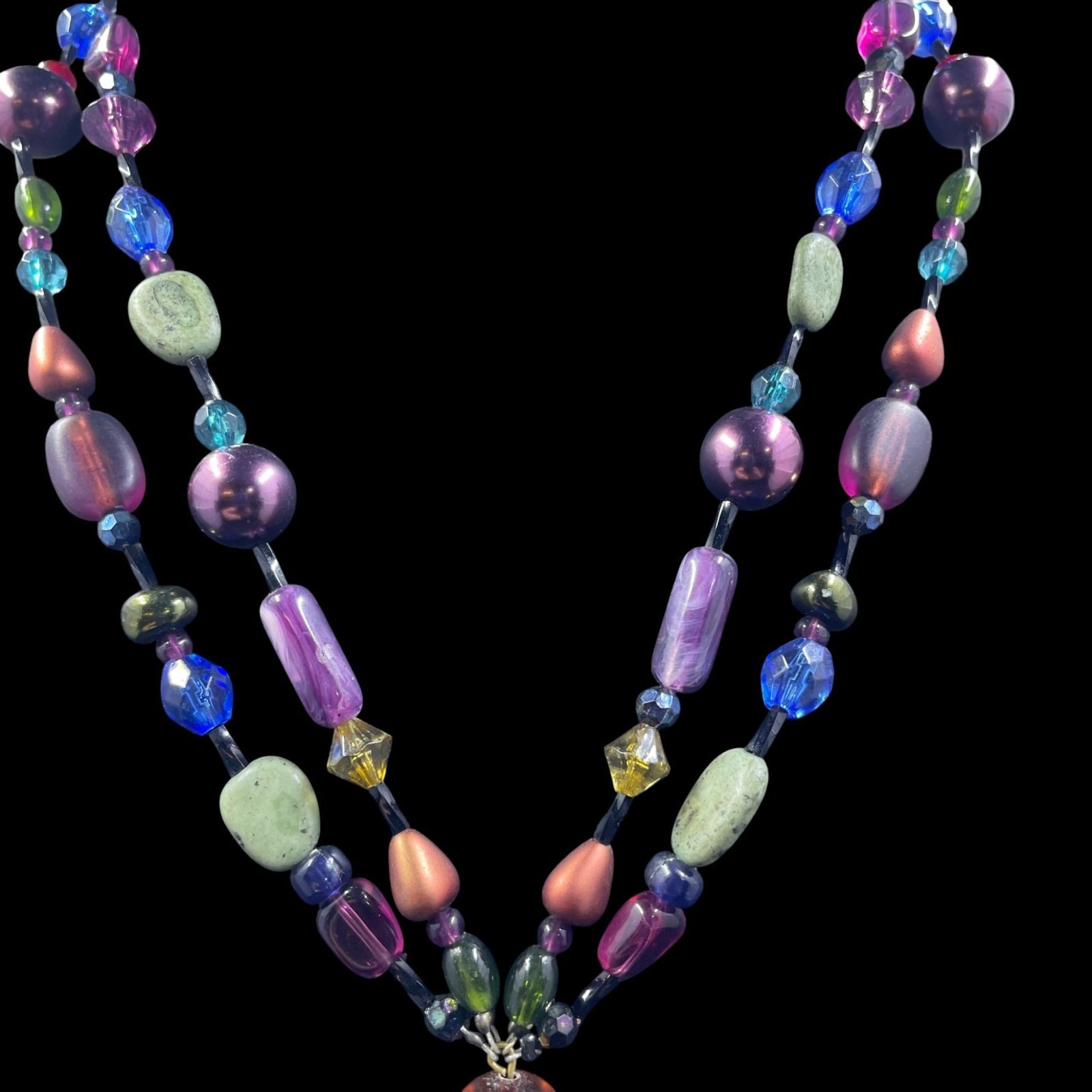 Chicos Statement Necklace Multicolor Pendant Ecle… - image 3