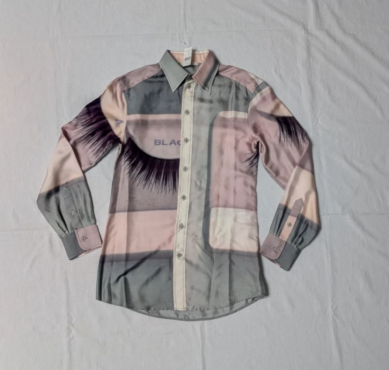 Abito Celine stampa ciglia colorblock grigio rosa senza maniche in seta taglia FR 36 US 4