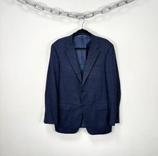 Canali 1934 Exclusive Men's Navy Glen Plaid Cashmere Silk Blazer Jacket US44L