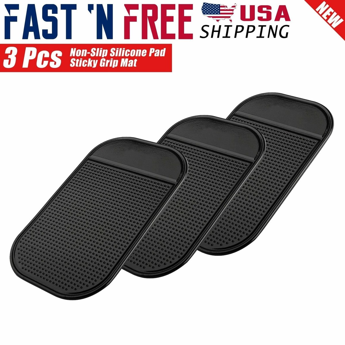 3x Multi Purpose Non-Slip Silicone Pad Sticky Grip Mat for Car