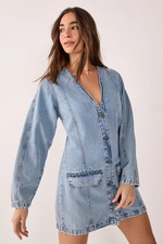 Nastygal Vintage Blue Mini Dress Womens Daywear Dresses