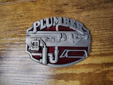 Vintage Plumber Theme Siskiyou Buckle Co. Pewter Enamel Belt Buckle 1987